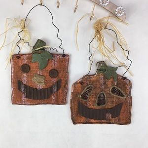 Hanging Jack O'Lantern Plaques 2 Pc Set